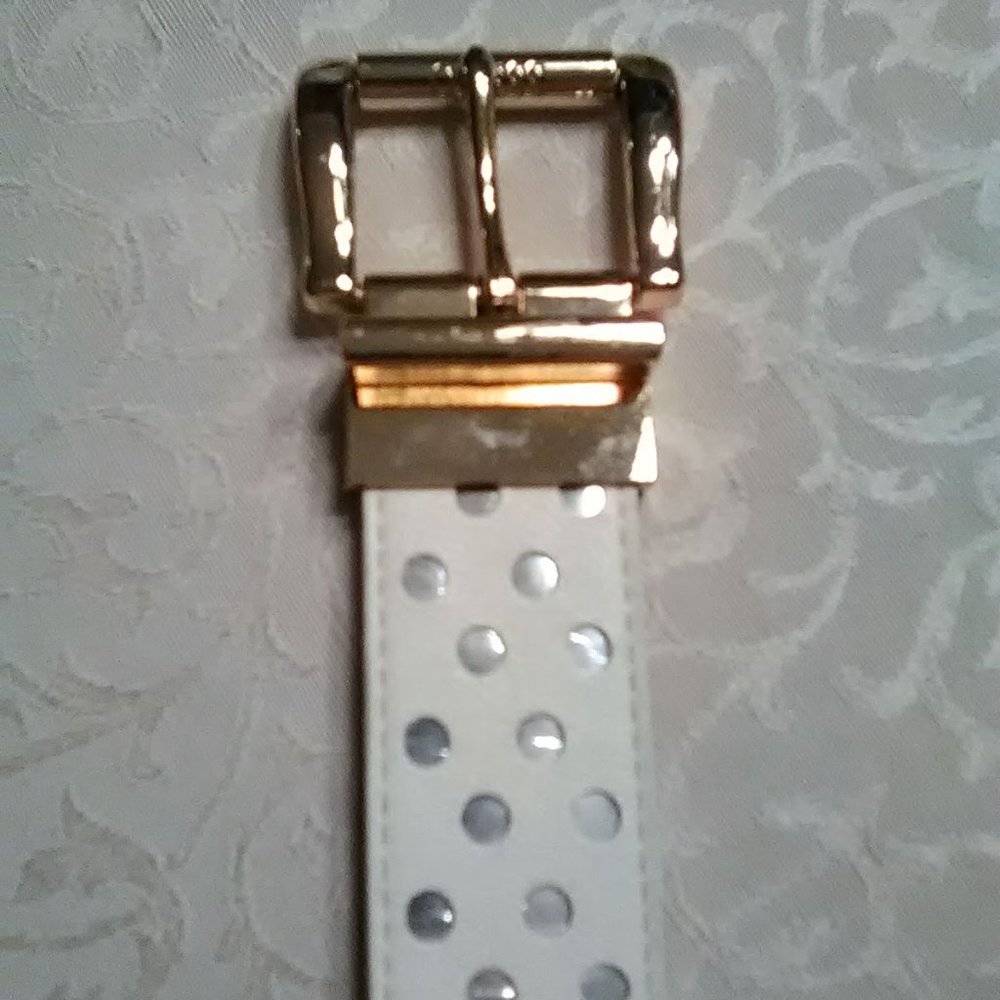 GUESS Women's Belt White Polka dots Size S